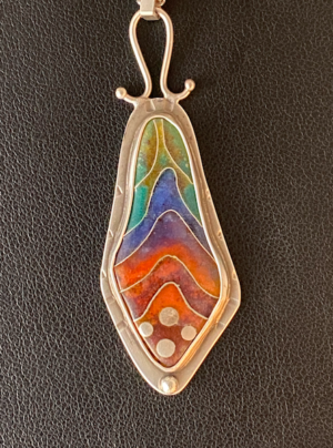 Rainbow Mountain Enamel Pendant Necklace