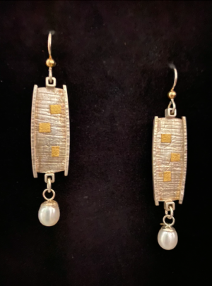 24k Gold and Sterling Silver with Pearl Earrings